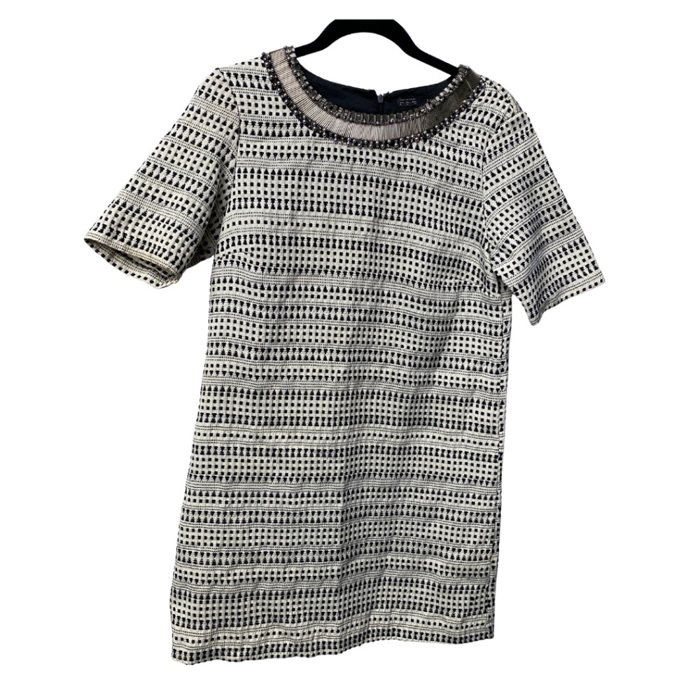 knit print black and white Zara mini dress